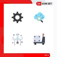 Universal Icon Symbols Group of 4 Modern Flat Icons of protection things cloud drone forklift Editable Vector Design Elements