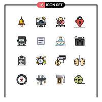 Set of 16 Modern UI Icons Symbols Signs for truck auto design private lock Editable Creative Vector Design Elements