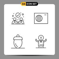 4 Black Icon Pack Outline Symbols Signs for Responsive designs on white background 4 Icons Set vector