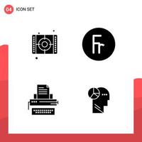 Pack of 4 Universal Glyph Icons for Print Media on White Background vector