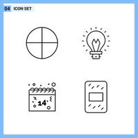 4 Icons Line style Creative Outline Symbols Black Line Icon Sign Isolated on White Background vector
