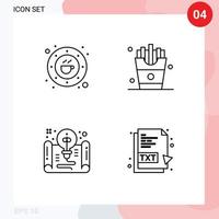 Pictogram Set of 4 Simple Filledline Flat Colors of bean creative drink eat file Editable Vector Design Elements