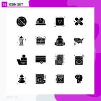Modern Set of 16 Solid Glyphs and symbols such as lamp abrahamic arrow plaster health Editable Vector Design Elements