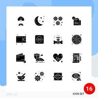 Universal Icon Symbols Group of 16 Modern Solid Glyphs of check list dollar drink configuration wheel Editable Vector Design Elements