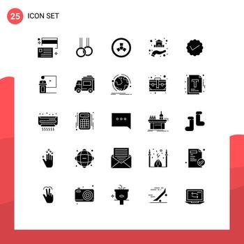 Universal Icon Symbols Group of 25 Modern Solid Glyphs of message chat mutation hand real Editable Vector Design Elements
