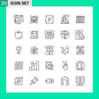 Pack of 25 Line Style Icon Set Outline Symbols for print Creative Signs Isolated on White Background 25 Icon Set vector