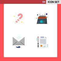 Modern Set of 4 Flat Icons and symbols such as candy cane email advertisement print reply Editable Vector Design Elements