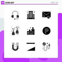 Modern Set of 9 Solid Glyphs and symbols such as transport plain message bag jewelry Editable Vector Design Elements