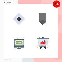 Set of 4 Vector Flat Icons on Grid for sign auction symbols badge internet Editable Vector Design Elements