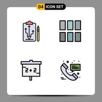 Set of 4 Modern UI Icons Symbols Signs for head blackboard tactics frame studies Editable Vector Design Elements