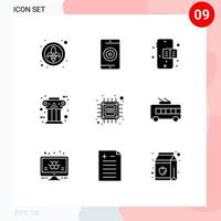 9 Creative Icons Modern Signs and Symbols of computer history performance column pillar Editable Vector Design Elements