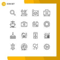 Set of 16 Commercial Outlines pack for algorithm suitcase programing holiday file Editable Vector Design Elements