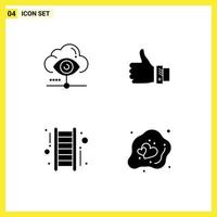 Set of 4 Modern UI Icons Symbols Signs for eye solution cloud business stair Editable Vector Design Elements