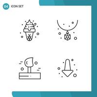 Vector Pack of 4 Outline Symbols Line Style Icon Set on White Background for Web and Mobile