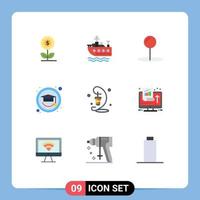 Universal Icon Symbols Group of 9 Modern Flat Colors of lamp light coordinate lantern graduation Editable Vector Design Elements