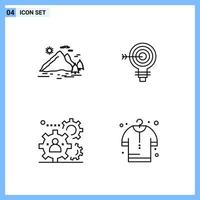 4 Icons Line style Creative Outline Symbols Black Line Icon Sign Isolated on White Background vector