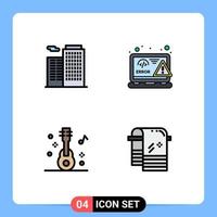 4 iconos creativos signos y símbolos modernos de codificación de guitarra de apartamento elementos de diseño de vector editables de fiesta web