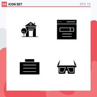 Pictogram Set of 4 Simple Solid Glyphs of building case hotel interface safe Editable Vector Design Elements