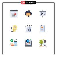 Pack of 9 Modern Flat Colors Signs and Symbols for Web Print Media such as knowledge ability cloud boosting presentation Editable Vector Design Elements