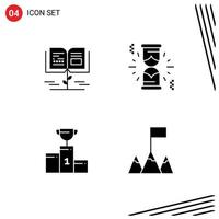 Universal Icon Symbols Group of 4 Modern Solid Glyphs of growth champion education waiting goblet Editable Vector Design Elements