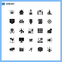 25 Thematic Vector Solid Glyphs and Editable Symbols of bomb shopping earnings shop mobile Editable Vector Design Elements