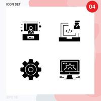 4 Creative Icons Modern Signs and Symbols of conference media coding laptop multimedia Editable Vector Design Elements