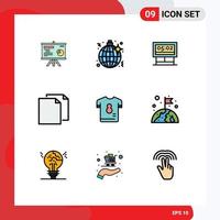 Set of 9 Modern UI Icons Symbols Signs for kit file board duplicate copy Editable Vector Design Elements