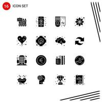 Modern Set of 16 Solid Glyphs and symbols such as party pattern shop decoration remote Editable Vector Design Elements