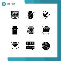 Modern Set of 9 Solid Glyphs and symbols such as buy store left sale discount Editable Vector Design Elements