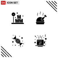 Pixle Perfect Set of 4 Solid Icons Glyph Icon Set for Webite Designing and Mobile Applications Interface vector