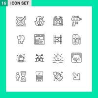 16 Universal Outline Signs Symbols of perforator website light speedometer dashboard Editable Vector Design Elements