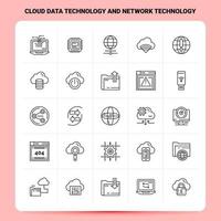 OutLine 25 Cloud Data Technology And Network Technology Icon set Vector Line Style Design Black Icons Set Linear pictogram pack Web and Mobile Business ideas design Vector Illustration