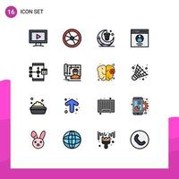 Universal Icon Symbols Group of 16 Modern Flat Color Filled Lines of user interface laboratory communication moon Editable Creative Vector Design Elements