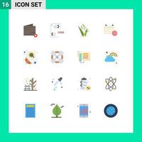 paquete de color plano de 16 símbolos universales del calendario de desarrollo del día de la educación paquete verde editable de elementos de diseño de vectores creativos