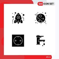 Mobile Interface Solid Glyph Set of Pictograms of education electronic school star technology Editable Vector Design Elements