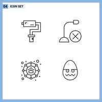 Universal Icon Symbols Group of 4 Modern Filledline Flat Colors of paint roller connections tool gadget social network Editable Vector Design Elements