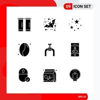 Universal Icon Symbols Group of 9 Modern Solid Glyphs of line pipe party pipeline drink Editable Vector Design Elements