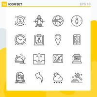 Collection of 16 Universal Line Icons Icon Set for Web and Mobile vector