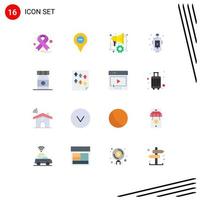 Mobile Interface Flat Color Set of 16 Pictograms of beach emergency automation design city Editable Pack of Creative Vector Design Elements