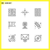 9 Icon Set Simple Line Symbols Outline Sign on White Background for Website Design Mobile Applications and Print Media vector