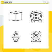 Collection of 4 Universal Line Icons Icon Set for Web and Mobile vector