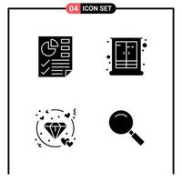 Set of 4 Solid Style Icons for web and mobile Glyph Symbols for print Solid Icon Signs Isolated on White Background 4 Icon Set vector