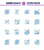 CORONAVIRUS 16 Blue Icon set on the theme of Corona epidemic contains icons such as thermometer fever notice transport car viral coronavirus 2019nov disease Vector Design Elements