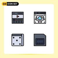 Set of 4 Modern UI Icons Symbols Signs for communication dice interface website card Editable Vector Design Elements