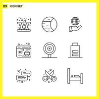 9 Icon Set Simple Line Symbols Outline Sign on White Background for Website Design Mobile Applications and Print Media vector