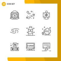 9 Icon Set Line Style Icon Pack Outline Symbols isolated on White Backgound for Responsive Website Designing vector