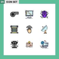 Pictogram Set of 9 Simple Filledline Flat Colors of fingers cpu halloween cooling computer Editable Vector Design Elements