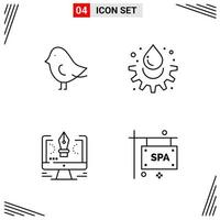 4 iconos estilo de línea cuadrícula basada en símbolos de contorno creativo para el diseño de sitios web signos de icono de línea simple aislados en fondo blanco 4 conjunto de iconos vector