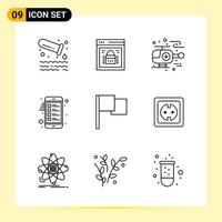 9 Creative Icons for Modern website design and responsive mobile apps 9 Outline Symbols Signs on White Background 9 Icon Pack vector