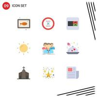 Stock Vector Icon Pack of 9 Line Signs and Symbols for people group delete sun wireframe Editable Vector Design Elements